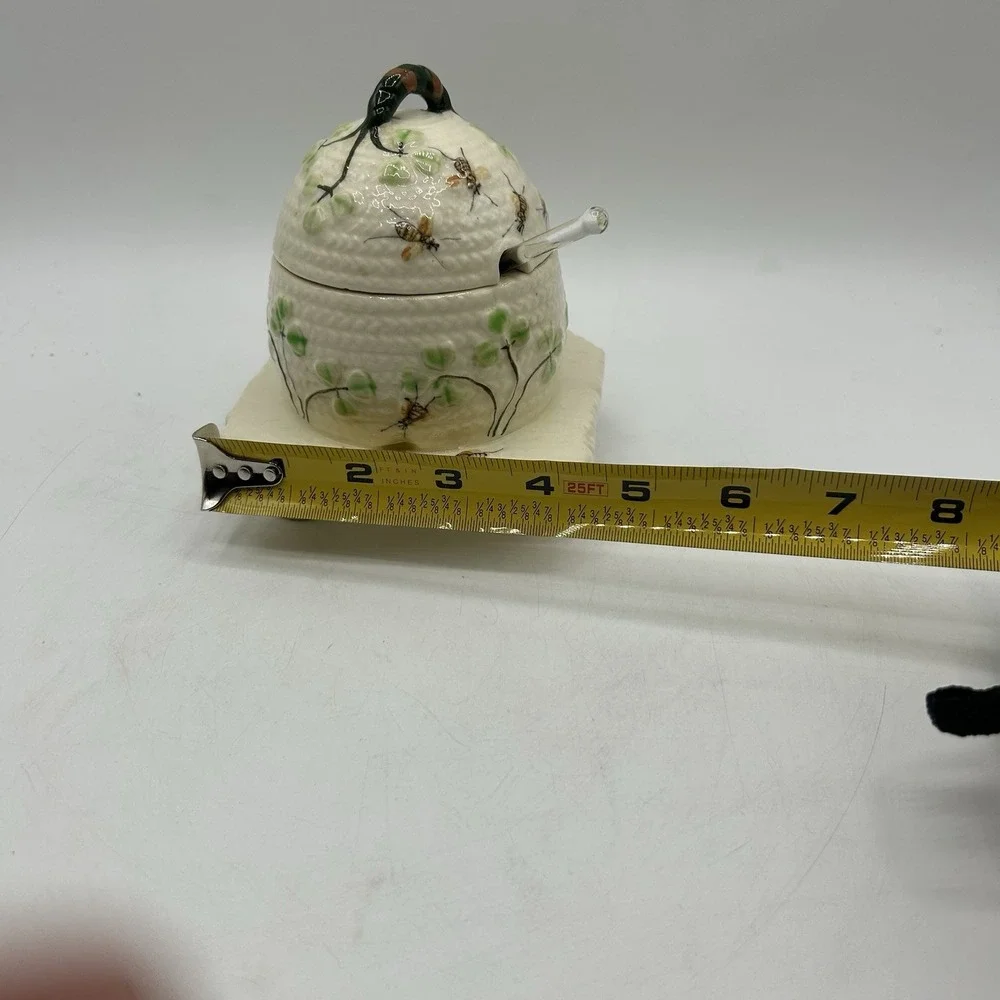 MARUHON WARE- CLOVIA BEE HIVE HONEY‎ POT-RARE-1930's-1940,s, VINTAGE w/ Spoon
